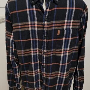 Chaps Navy and Orange Plaid Casual Shirt